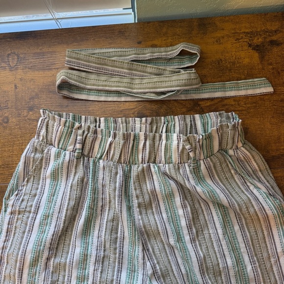 Harper By‎ Block Boho Pants Paperbag Waist Jr Size XL Stripe Earthy Belt Pockets - Picture 5 of 11